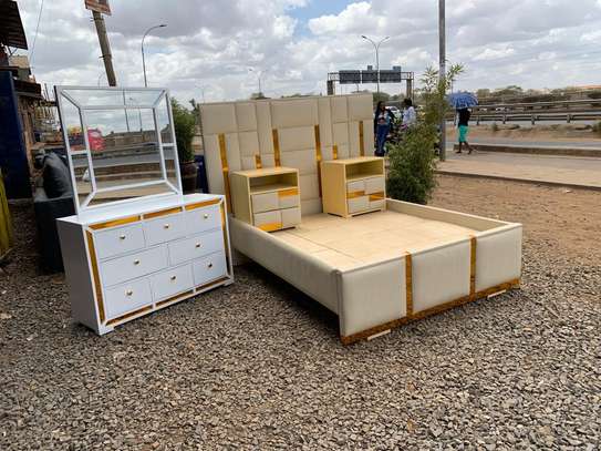 Bed + Dressing Mirror + Two Side Drawers image 1