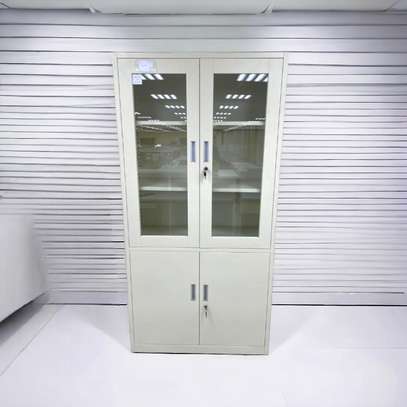 Lockable 2-Door Glass-Fronted Steel Cabinet image 2