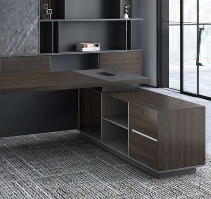 Modern CEO Office Table – L-Shaped Wood Executive Desk image 5