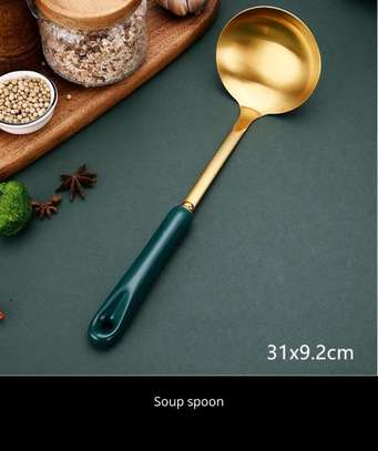 Single golden serving spoon image 9