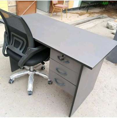 Mesh ergonomic fabric chair with a computer desk image 1