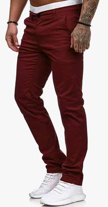 Soft Khaki Wine Red Trousers image 2