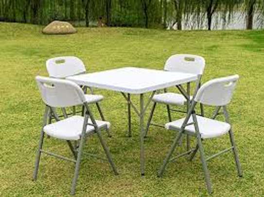 Portable and Foldable 4 Chairs and a Table Dining Set image 7