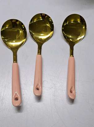 Single golden serving spoon image 4