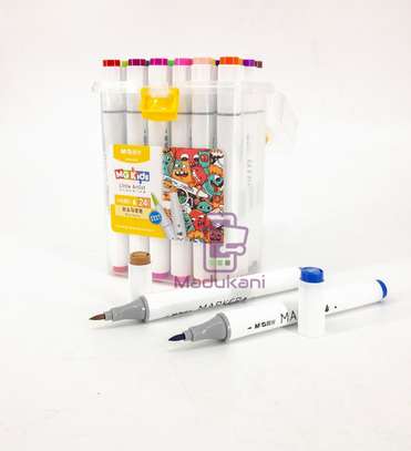 24 Colors Double Tipped Art Markers in Carrying Case image 1