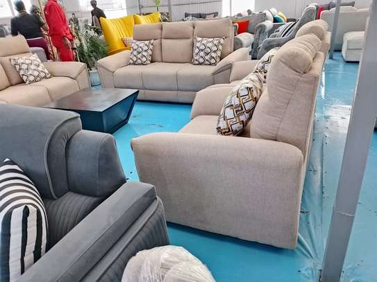 Comfortable Beige & Grey 3-Seater Sofa Set with Cushions image 2