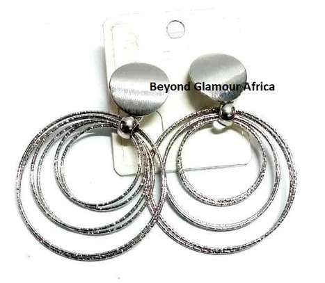 Womens Silver necklace and Loop earrings combo image 3