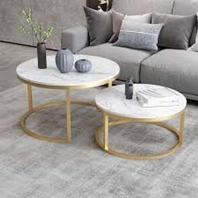 2 Piece White Marble Top Coffee Table image 11
