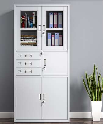 Glass Door Steel Filing Cabinet –3-Drawer Metal Storage image 1