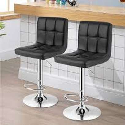 Adjustable Leather Armless Swivel Counter Barstool image 3