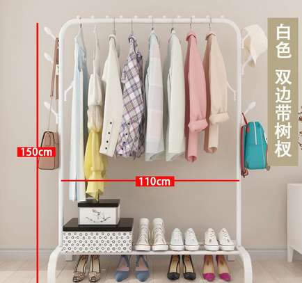 Pole Clothing Rack With Lower Storage Shelf image 1