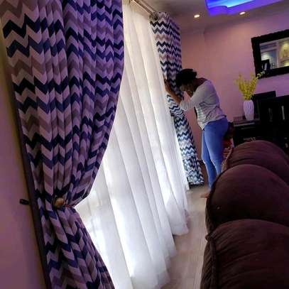 Perfectly fitted blue curtains and sheers image 1