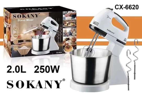 Electric hand mixer with bowl and stand image 1