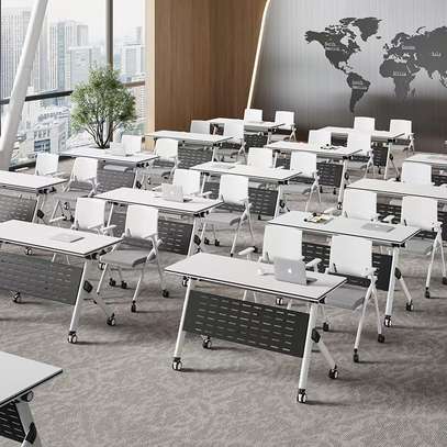 Modern Foldable Meeting Table with Wheels image 2