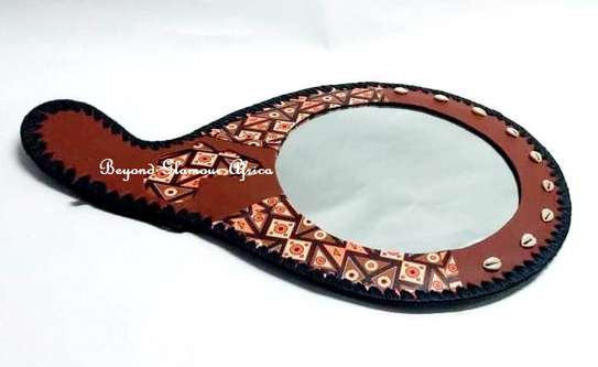 Brown leather calabash with maasai shuka image 5