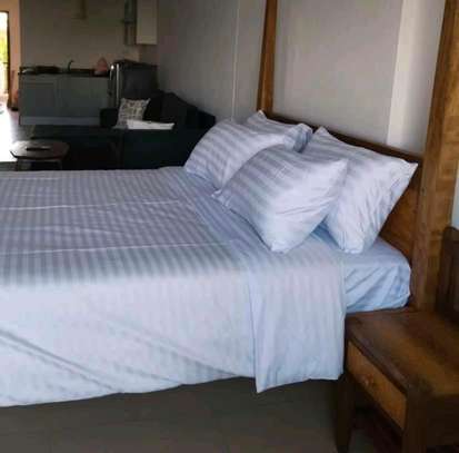 Hotel Quality White stripped bedsheets set image 1