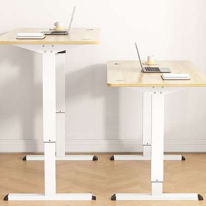Office Desk: White Adjustable Height Computer Work Desk image 3