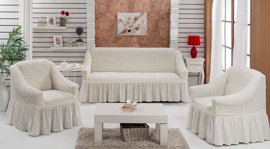 White Stretchable Turkish Sofa Covers image 3