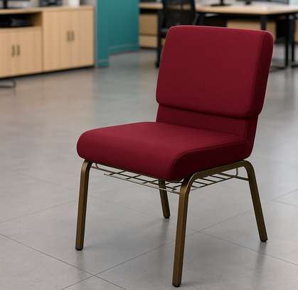 Office Chair: Red Padded Office Visitor Chair image 1