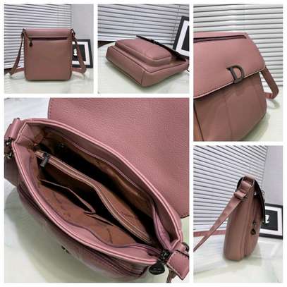 Chic Pink Faux Leather Crossbody Bag Compact Size image 2