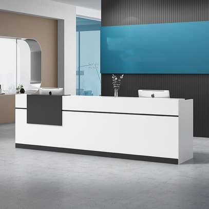 Simple Modern Reception Counter –Wood Office Front Desk image 1