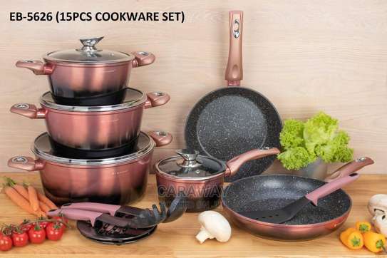 Cookware Set* Marble*15 Pcs*Brown image 1