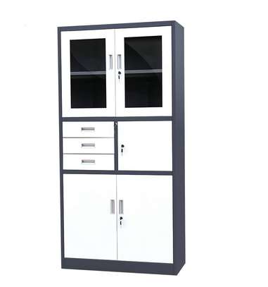 2‑Door Steel Glass Display Lockable Office Cabinet image 2