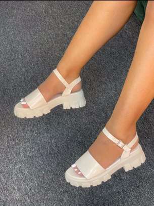Strappy Ladies Platform Sandals Beige Quality Open image 1