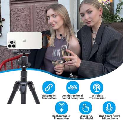 Dual Wireless Microphones for iPhone/Android Phone image 1