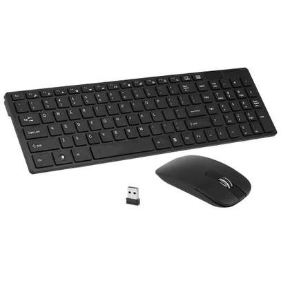 Ultra Thin White Wireless Keyboard Mouse K-06 image 1