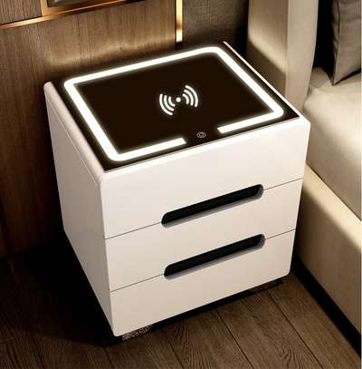 White Wooden Nordic Style Side Bedroom Cabinet image 3