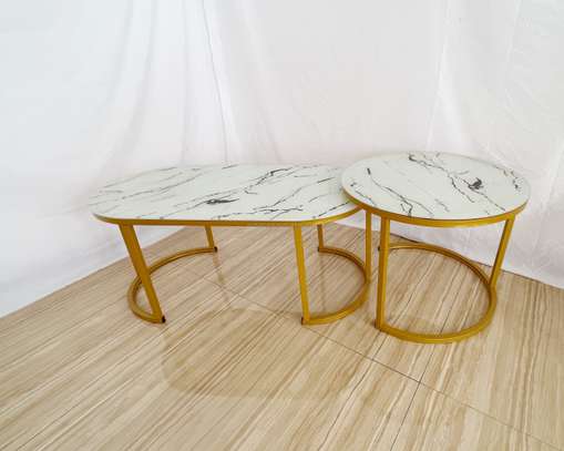 Coffee Table: Modern Sleek Design Double Marble Table image 3