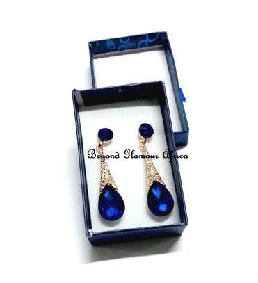 Womens Blue leather wallet with Crystal Earrings image 4