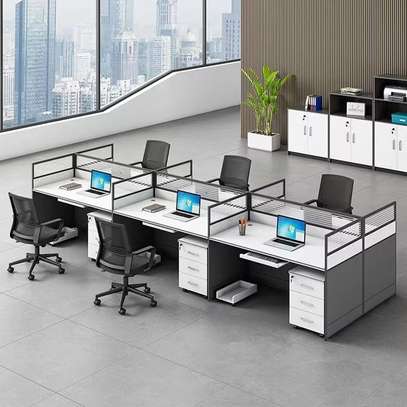 6-Person Modular Office Desk – Modern Cubicle Workstation image 5