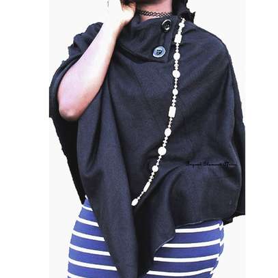 Womens Black Cotton poncho with watch combo image 2