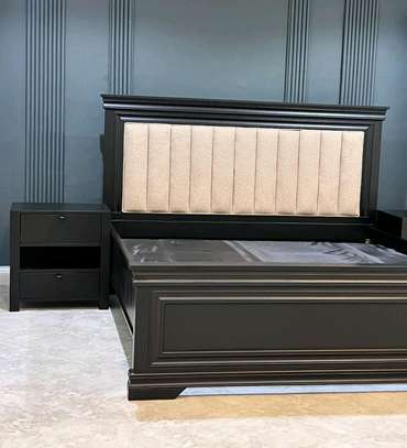 Mahogany wooden beds with cabinets image 7