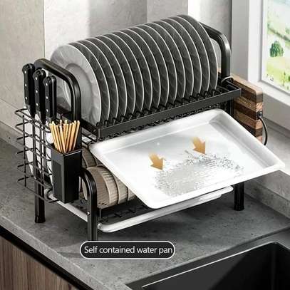 2 tier dish rack with cutlery holder & Chop Board Holder image 1