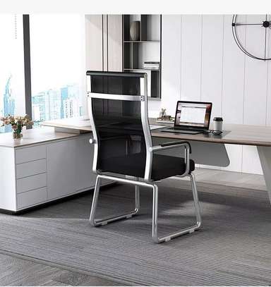 Office Chair: Mesh Office Chair Without Wheel Black Backrest image 5