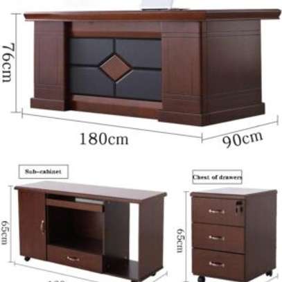 Office Desk; 160cm Mahogany Executive Work Desk image 5