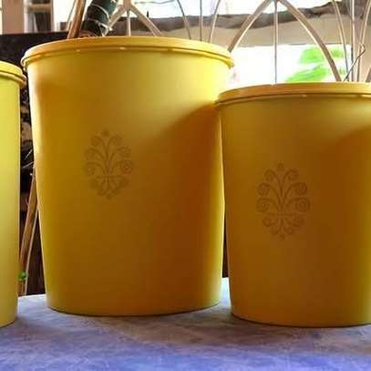 Yellow Harvest Gold Canister / Tupperware Brand Name image 5