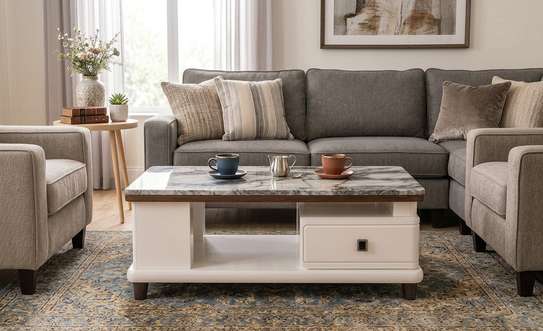 Coffee Tables : Marble-Top Rectangular Coffee Table image 6