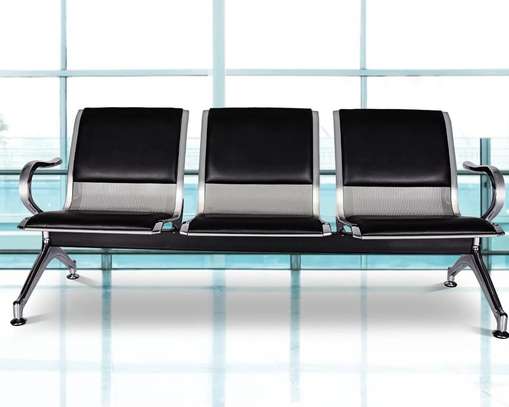 Office Bench; 3 Link padded office waiting bench image 3