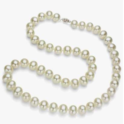 14K White Gold Pearl Necklace Earrings Set image 2