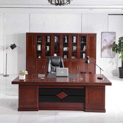 Office Desk; 1600mm Posh Mahogany Office Desk With Extension image 2