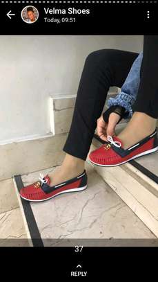 Red and black quality slip ons image 1