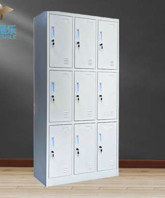 White Steel With Nine Doors Storage Cabinet image 9