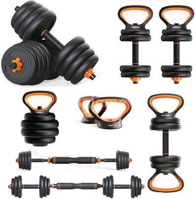 ADJUSTABLE DUMBELL TO BARBELL WEIGHT SET image 1