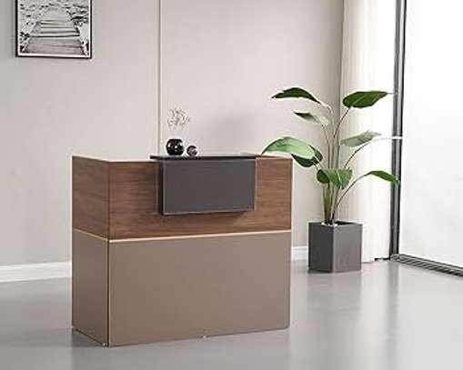 Simple Modern Reception Counter –Wood Office Front Desk image 6