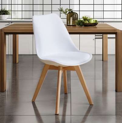 Leather Padded Eames Wooden Base Dining Chair image 12