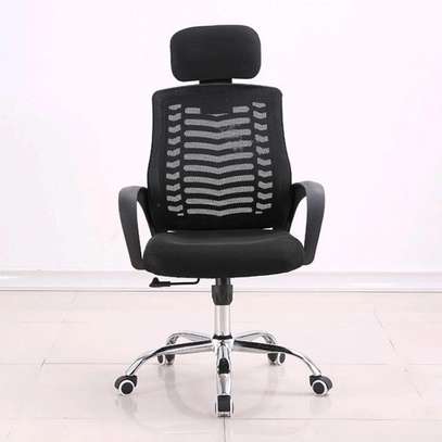 Office Chair: Mesh Headrest Office Chair with Wheels image 1